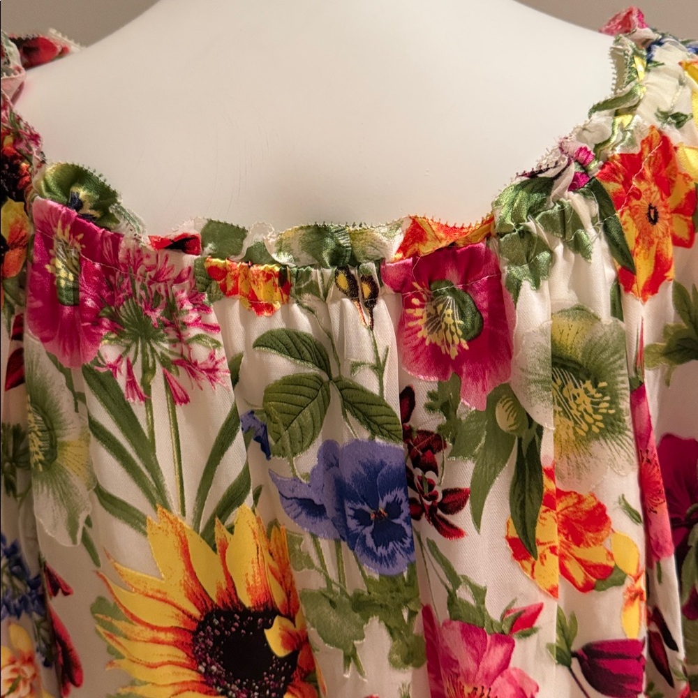NWOT ALICE + OLIVIA ALTA FLORAL PRINT SILK BLEND BLOUSE ON/OFF SHOULDER SZ LARGE - Picture 11 of 15